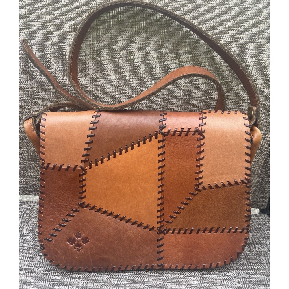 Patricia Nash Leather Positano Patchwork/Whip Stitch Crossbody Bag Adjustable
